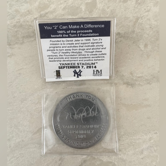 Derek Jeter's Turn 2 Foundation Commemorative Minted Medallion. Great Gift. - Picture 2 of 2